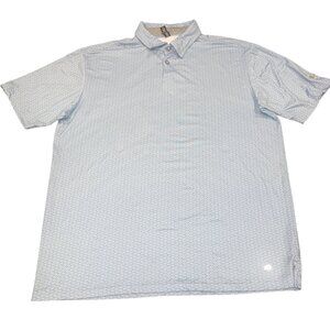 Anderson Ord Sz L Performance Golf Polo Blue Patterned Embroidered Sleeve Logo
